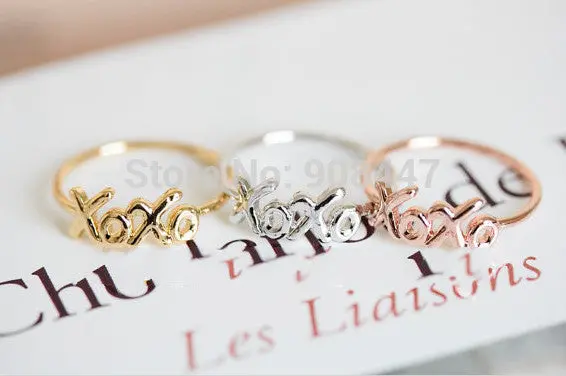 Cute Silver -Plated Xo Kpop Letter Xoxo Ring Gift 1