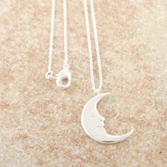 Cute Smile Moon Necklaces 18K Gold Plated Half Moon Pendant Necklace 10Pcs-N013 1