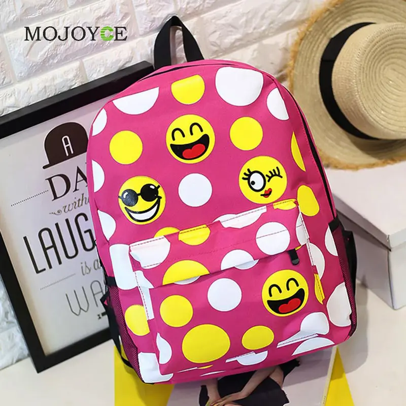 Cute Smiley Emoji Face Canvas Backpack Women 3D Printing School Bags For Teenagers Backpacks For Teenage Girls Mochila Feminina 1