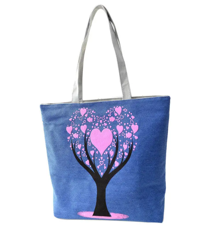 Cute Women Bags Printing Canvas Shoulder Hbag Bag Casual Clutch Satchel Bolsa Feminina Large-Capacitytote Pouch 2