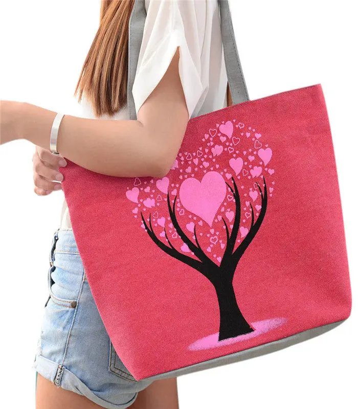 Cute Women Bags Printing Canvas Shoulder Hbag Bag Casual Clutch Satchel Bolsa Feminina Large-Capacitytote Pouch 4