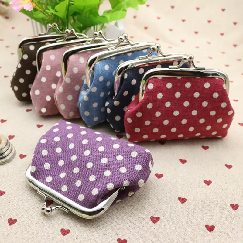 Cute Women Ladies Small Mini Coin Purse Dots Print Hasp Wallet Card Holder Girls Handbag Bag 2