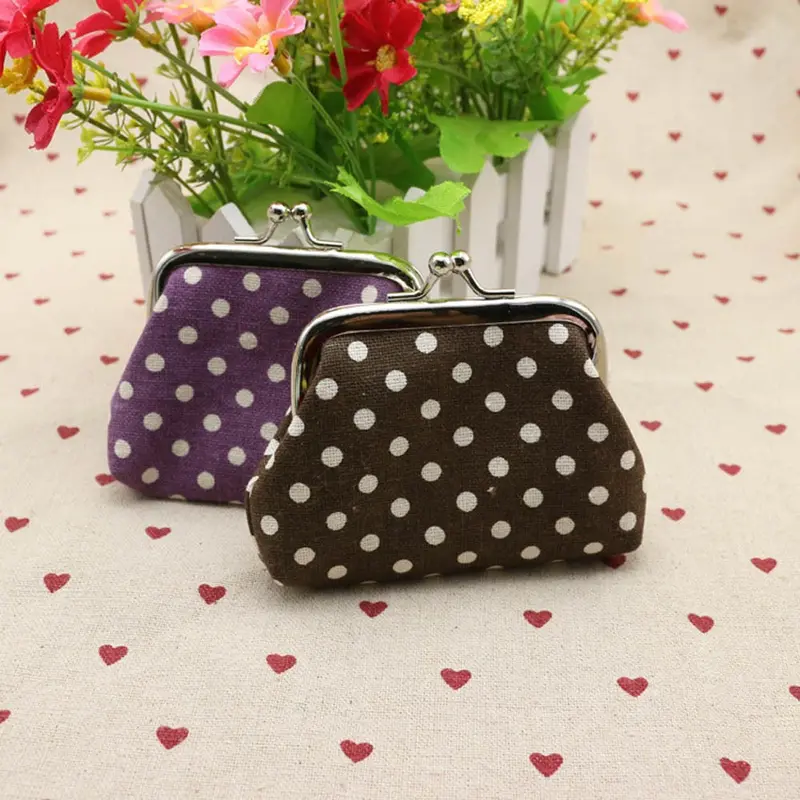 Cute Women Ladies Small Mini Coin Purse Dots Print Hasp Wallet Card Holder Girls Handbag Bag 3