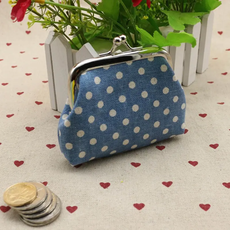 Cute Women Ladies Small Mini Coin Purse Dots Print Hasp Wallet Card Holder Girls Handbag Bag 4