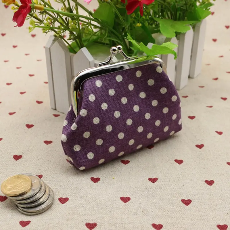 Cute Women Ladies Small Mini Coin Purse Dots Print Hasp Wallet Card Holder Girls Handbag Bag 5