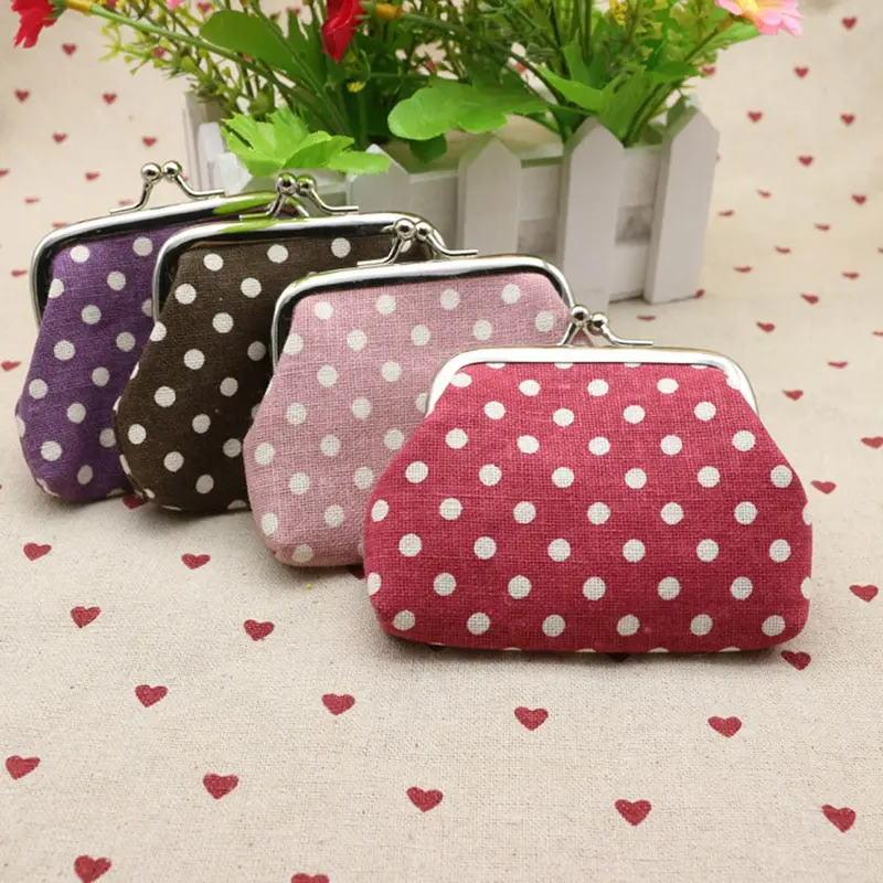 Cute Women Ladies Small Mini Coin Purse Dots Print Hasp Wallet Card Holder Girls Handbag Bag 6