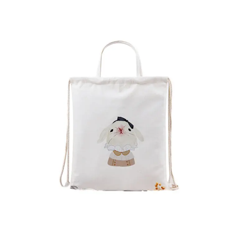 Cute Women Shoulder Bags Dual-Use Messenger Bags Animal Pattern Rabbit Cat Sunglasses Penguin Drawstring Bag Women's Hbags 1