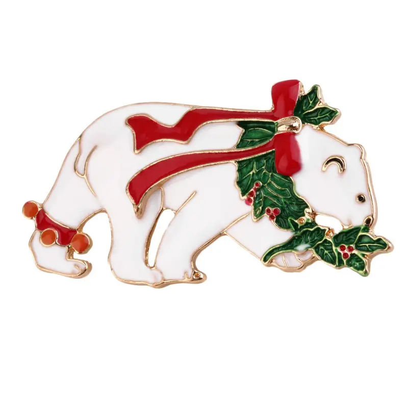 Cute Year Christmas Tree Polar Bear Lady Xmas Gift Alloy Rhinestone Brooch Pin Forand Kids Scarf Buckle Party Decor 1