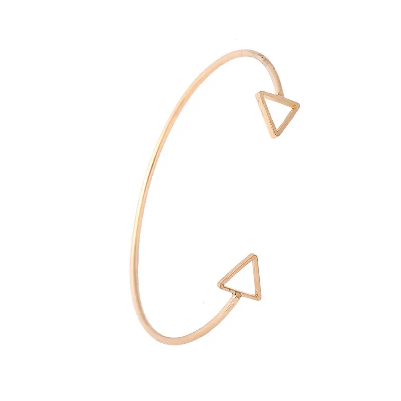 Daily Bangle Shiny Polished Open Double Triangles Wire Cuff Bracelet Bangles 10Pcs-G031 1