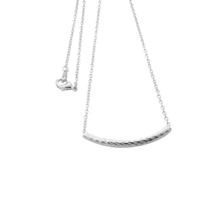 Dainty Simple Curved Tube Bar Jewelry Necklace Pendant Style Party And Statet Necklaces N154 2