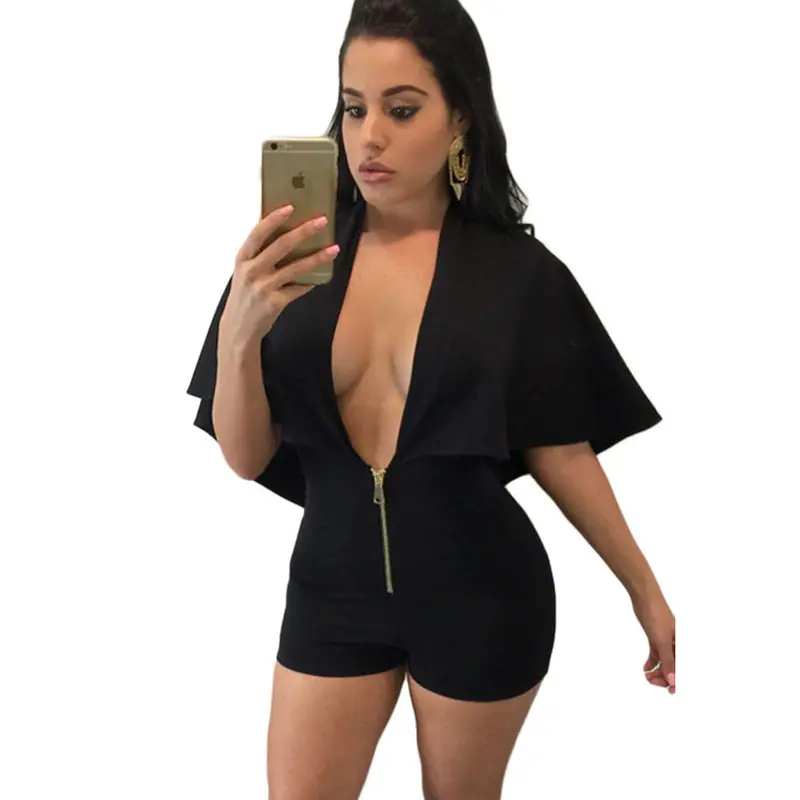 Daring Good Stretch Sexy Club Jumpsuits Royal Blue Short Jumpsuit Deep V Neck Playsuit Rompers For Wo 1