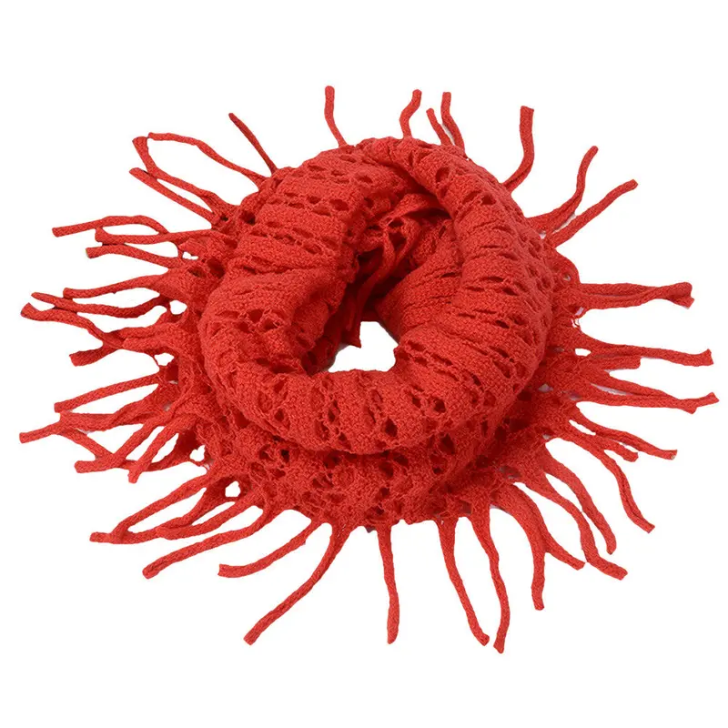 Decorative Tassel Scarf Collars Warm Wool Knit Scarf 5