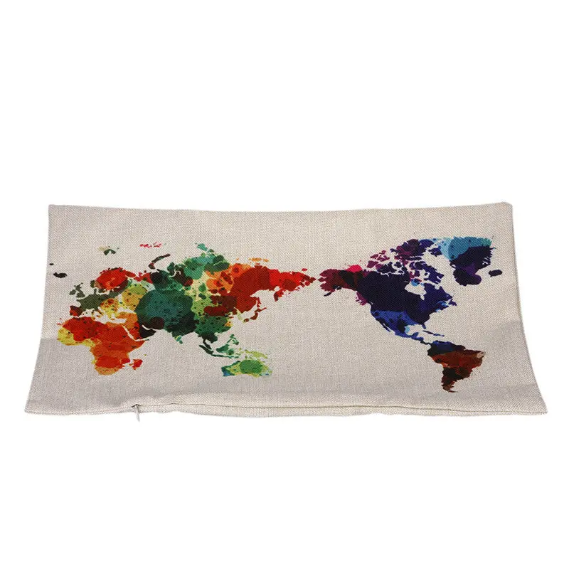 Decorative Throw Pillows World Map Geometric Colorful Cotton Linen Cushion Cover For Sofa Home Decor Pillowcase In Stock 85129 2