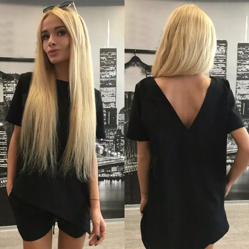 Deep V Back Women Casual Suits Short Sleeve Irregular Hem Tops And Drawstring Shorts Sexy Solid Sets Plus Size Y0559 1