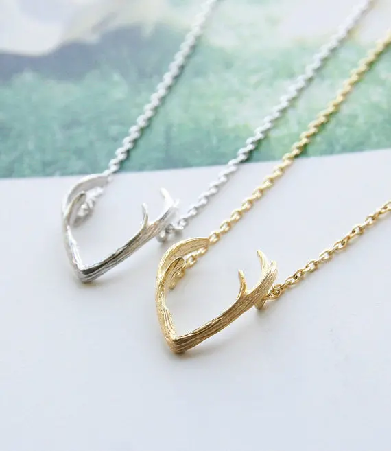 Delicate Antler Necklaces Pendants Unique Deer Animal Necklace Christmas Gifts 10Pcs- N056 1