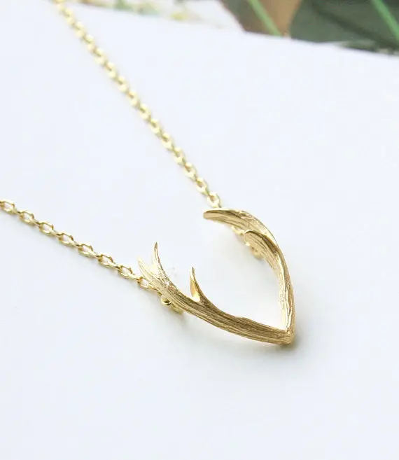 Delicate Antler Necklaces Pendants Unique Deer Animal Necklace Christmas Gifts 10Pcs- N056 2