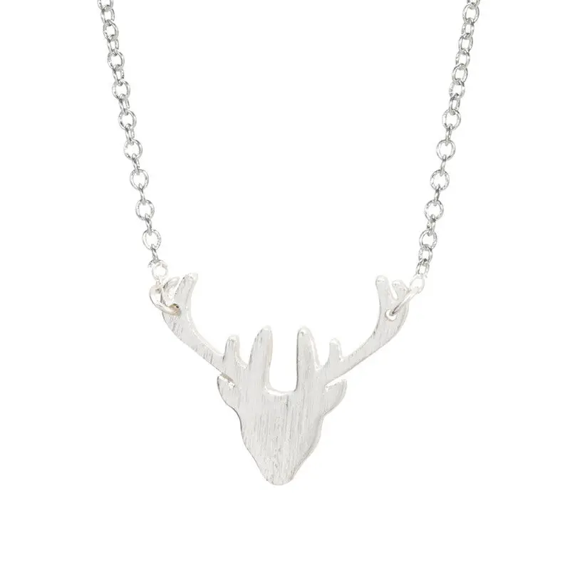 Delicate Deer Head Shaped Animal Charm Necklaces Antler Animal Jewelry Christmas N133 2