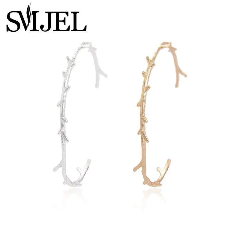 Delicate Gold And Silver Plated Simple Thornbush Branch Warp Cuff Bracelets G037 1