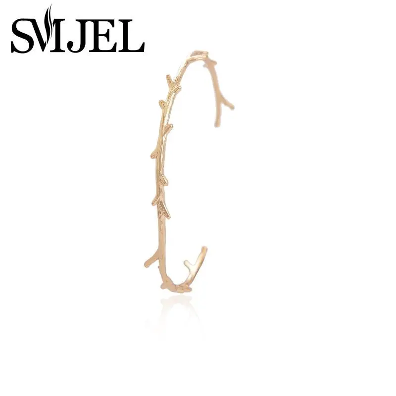 Delicate Gold And Silver Plated Simple Thornbush Branch Warp Cuff Bracelets G037 2