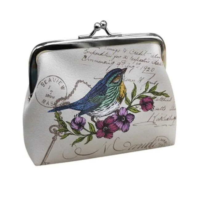 Delicate Print Pastoral Floral Bird Pattern Womens Wallet Card Key Holder Coin Purse Clutch Hbag Feminina Bags 1
