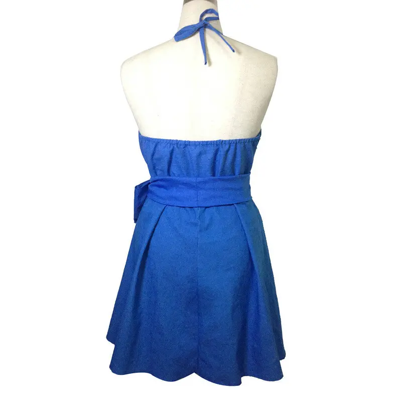 Denim Dress Women Casual Short Mini Dress Denim Jean Belted Dress Feida 3