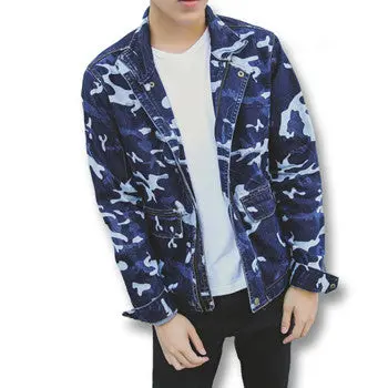 Denim Jeans Camouflage Jackets And Coats Cardigans Casual Slim Fit Long Sleeved Denim Jackets Hombre 1