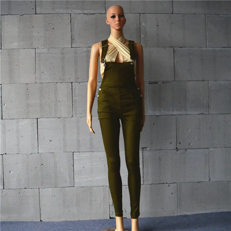 Denim Jumpsuit Army Green White Rompers Womens Jumpsuit Casual Combinaison Femme Sexy Button Jumpsuits 1