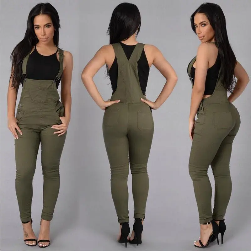Denim Jumpsuit Army Green White Rompers Womens Jumpsuit Casual Combinaison Femme Sexy Button Jumpsuits 3