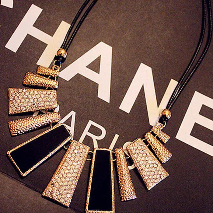Design Beads Enamel Bib Leather Braided Rope Chain Necklace Feida 2