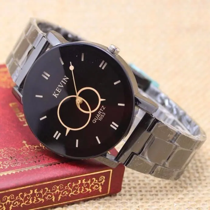 Design Black Stainless Steel Band Round Dial Quartz Wrist Watch Women Gift Reloj Mujer Feida 1