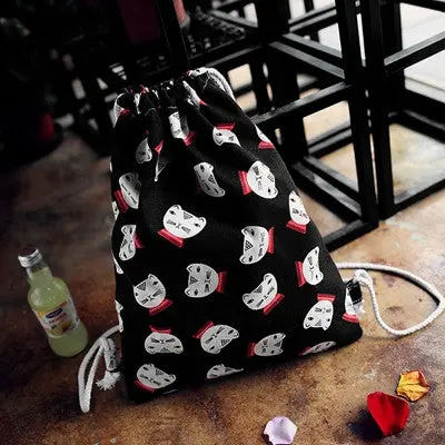 Design Drawstring Backpack 3 Color Cat Pattern Drawstring Bag For Travel Beach Mochila 1