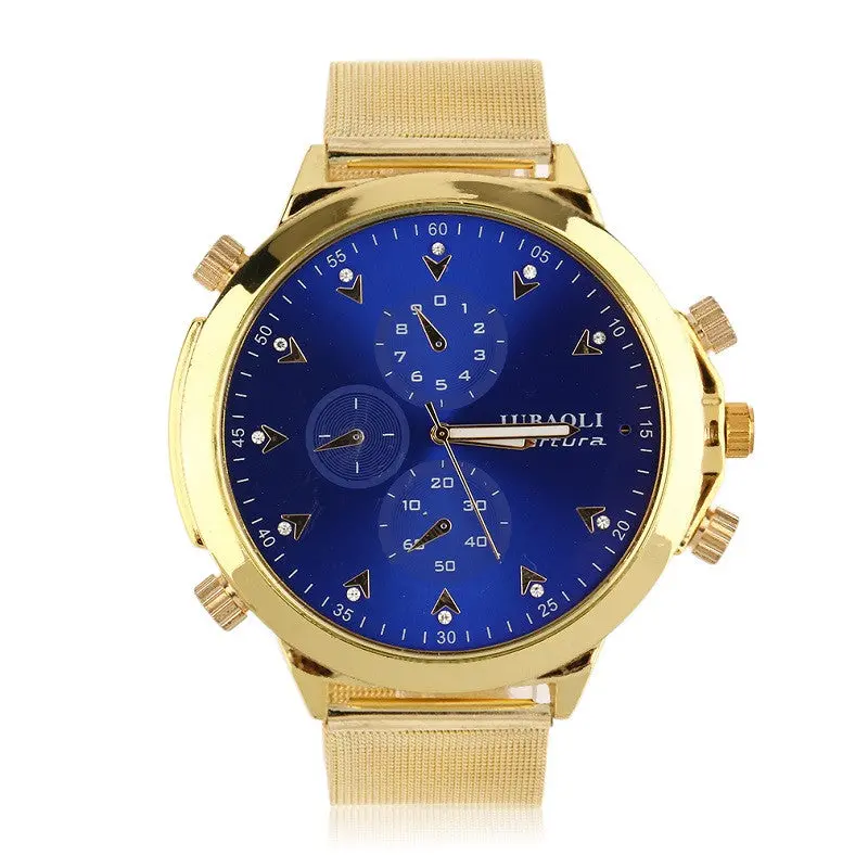 Design Exquisite Large Dial Net Steel Strip Quartz Watch 1