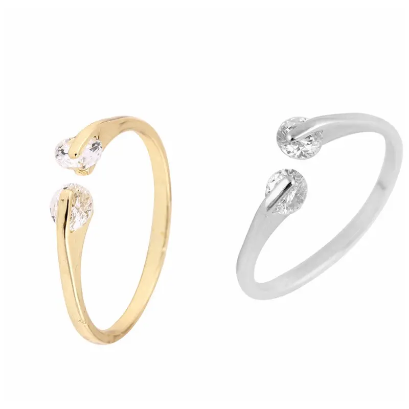 Design Gold Plated Crystal Zircon Ring Jewelry Adjustable Branch Geometry Round Ring 1