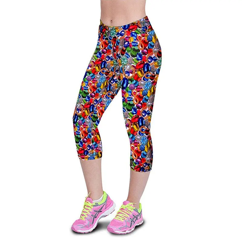 Design High Waist Pants Printed Stretch Cropped Leggings 1