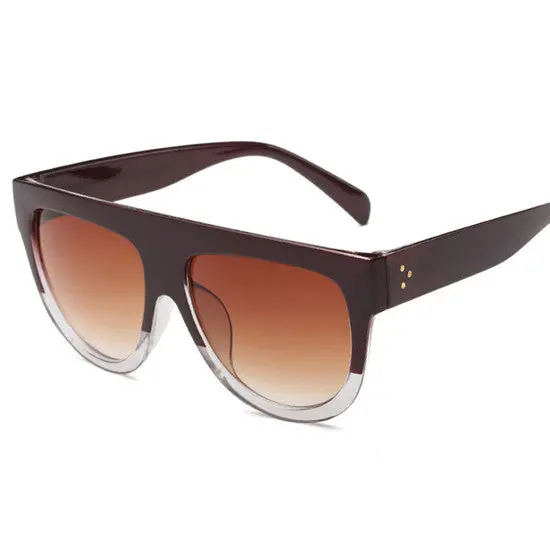 Design Multiple Colourflat Top Oversize Shield Shape Galsses Sunglasses 1