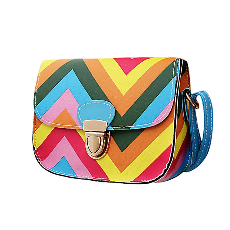 Design Rainbow Chain Of Small Square Package Women Bag Messenger Bags Flap Bolsos Spanish Lucky 3 Colors 1
