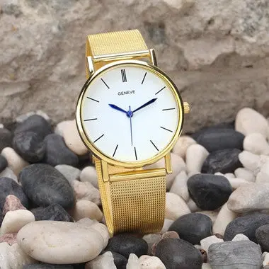 Design Reloj Mujer Rhinestone Relogio Watches Women Quartz Dress Watch Geneva Ladies Crystal Mesh Wrist Watch Gold 1
