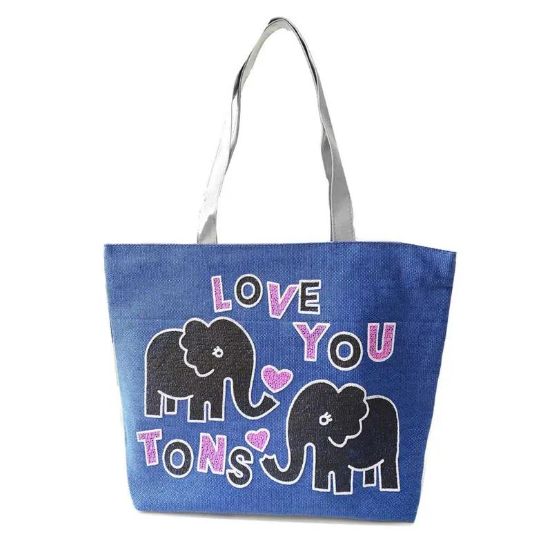 Design Women Handbag Women Girl Elephant Cartoon Print Shoulder Bag Casual Tote Shopping Handbags Canvas Sac 1