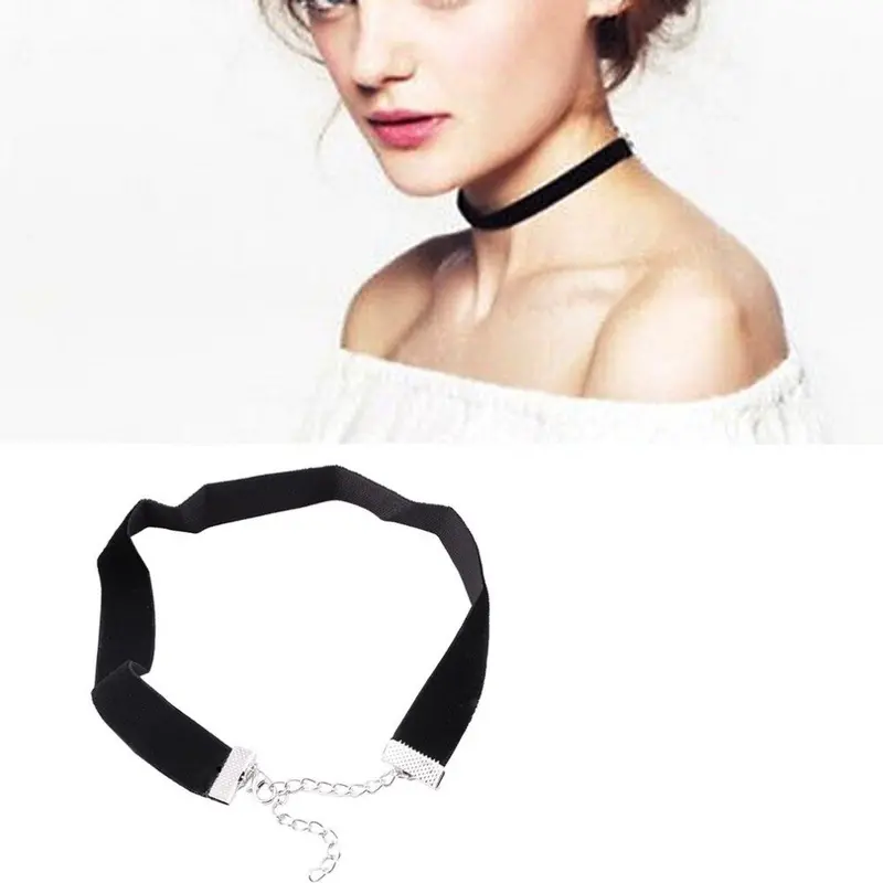 Design90's Black Gothic Handmade Retro Velvet Cord Choker Charm Necklace Jewelry 1