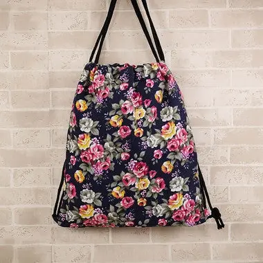 Designed Floral Printing Backpack Women Girls Light Slim Backpack Vintage Beach Travel Mochila 4
