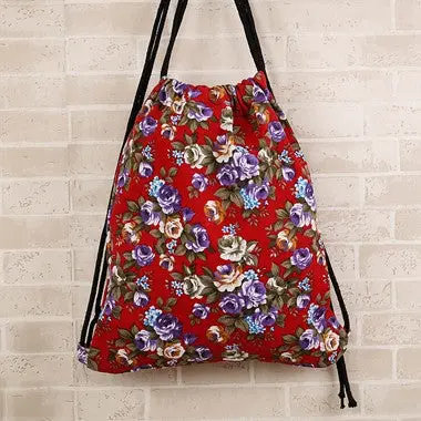 Designed Floral Printing Backpack Women Girls Light Slim Backpack Vintage Beach Travel Mochila 7
