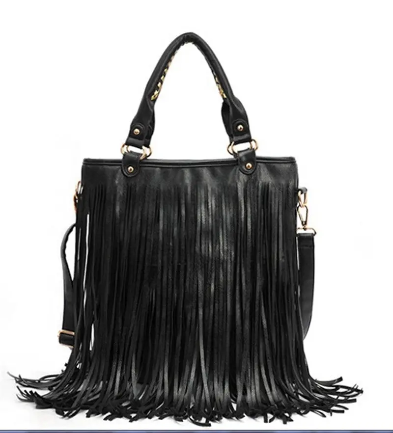 Designer Handbags Street Western Punk Tassel Fringe Tote Bags Pu Leather Shoulder Casual Bag Bolsos Mujer 1