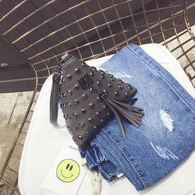 Designer Handbags Triangle Rivets Coin Tassel Clutch Small Feast Purse Woman Bag Bolsos Femenina 2