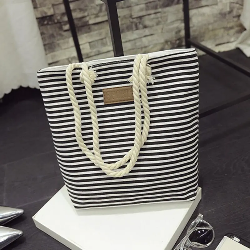Designer Handbags Women Bag Casual Print Canvas Strip Handbag Single Shoulder Messenger Bolsos Femenina 1
