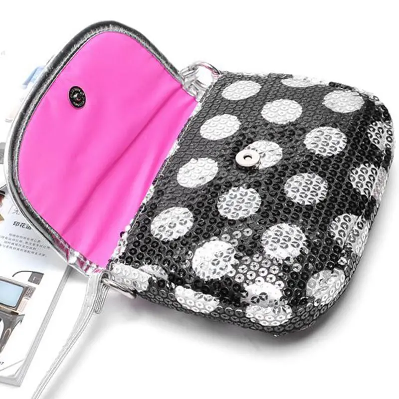 Designer Handbags Women Bag The Cute Mini Circle Silver Sequins Flip Shoulder Satchel Cross Bolsos Femenina 1