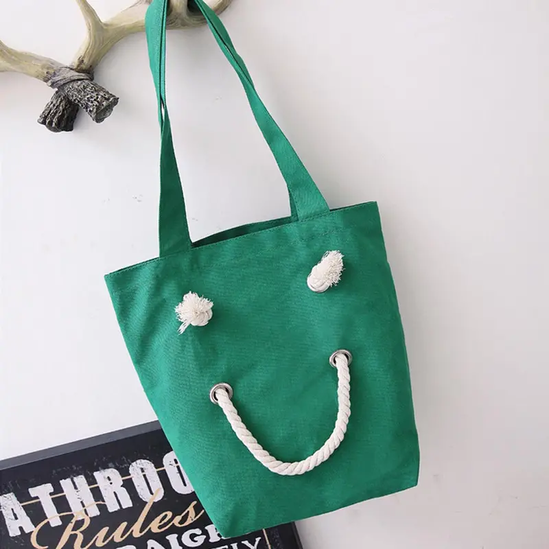 Designer Handbags Women Canvas Smile Face Bags Bolsos Femenina Shoulder Tote Bag Casual Handbag 2