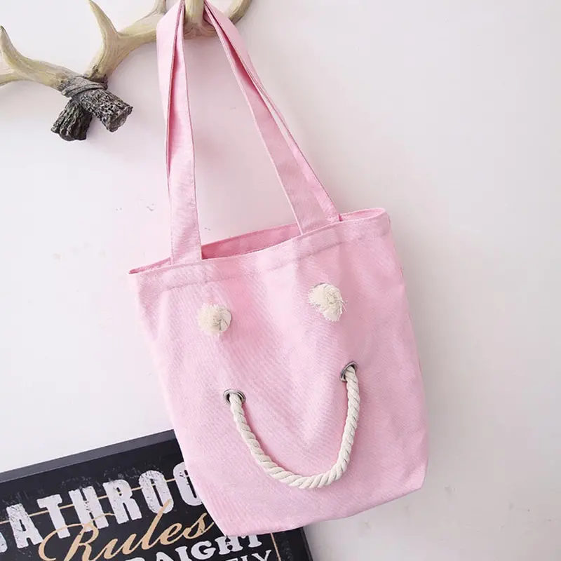 Designer Handbags Women Canvas Smile Face Bags Bolsos Femenina Shoulder Tote Bag Casual Handbag 3