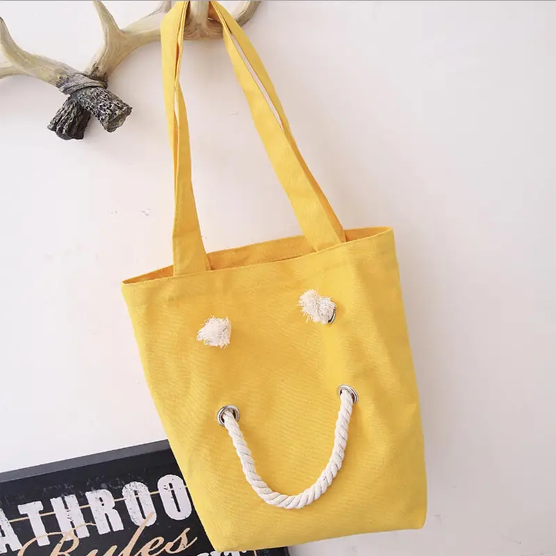 Designer Handbags Women Canvas Smile Face Bags Bolsos Femenina Shoulder Tote Bag Casual Handbag 5
