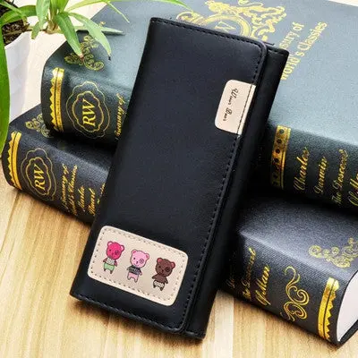 Designer Long Walet Women Wallets Hasp Clutch Bag Bear Pattern Ladies Women's Purse Carteras Cuzdan 1