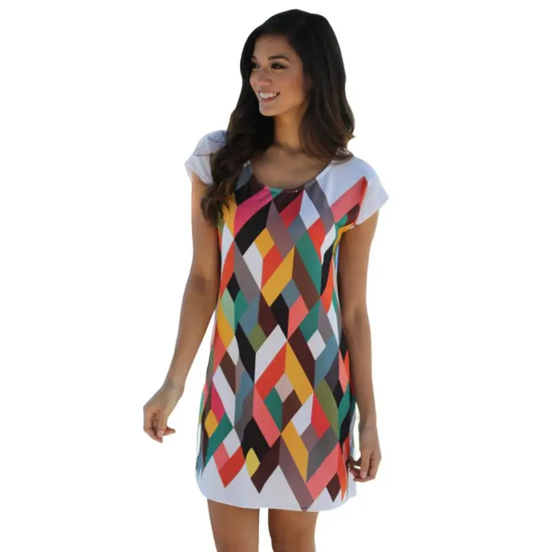 Designer Women Style Round Neck Short Sleeve Printing Bodycon Party Evening Mini Dress Vestidos De Festa Dress 1